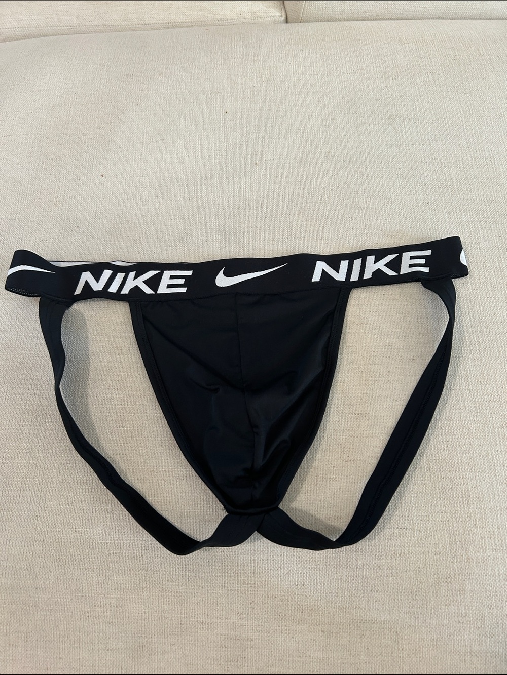 Nike Men's Dri-FIT  Cotton Stretch Jock Strap Underwear Thong, Black, Size 2XL